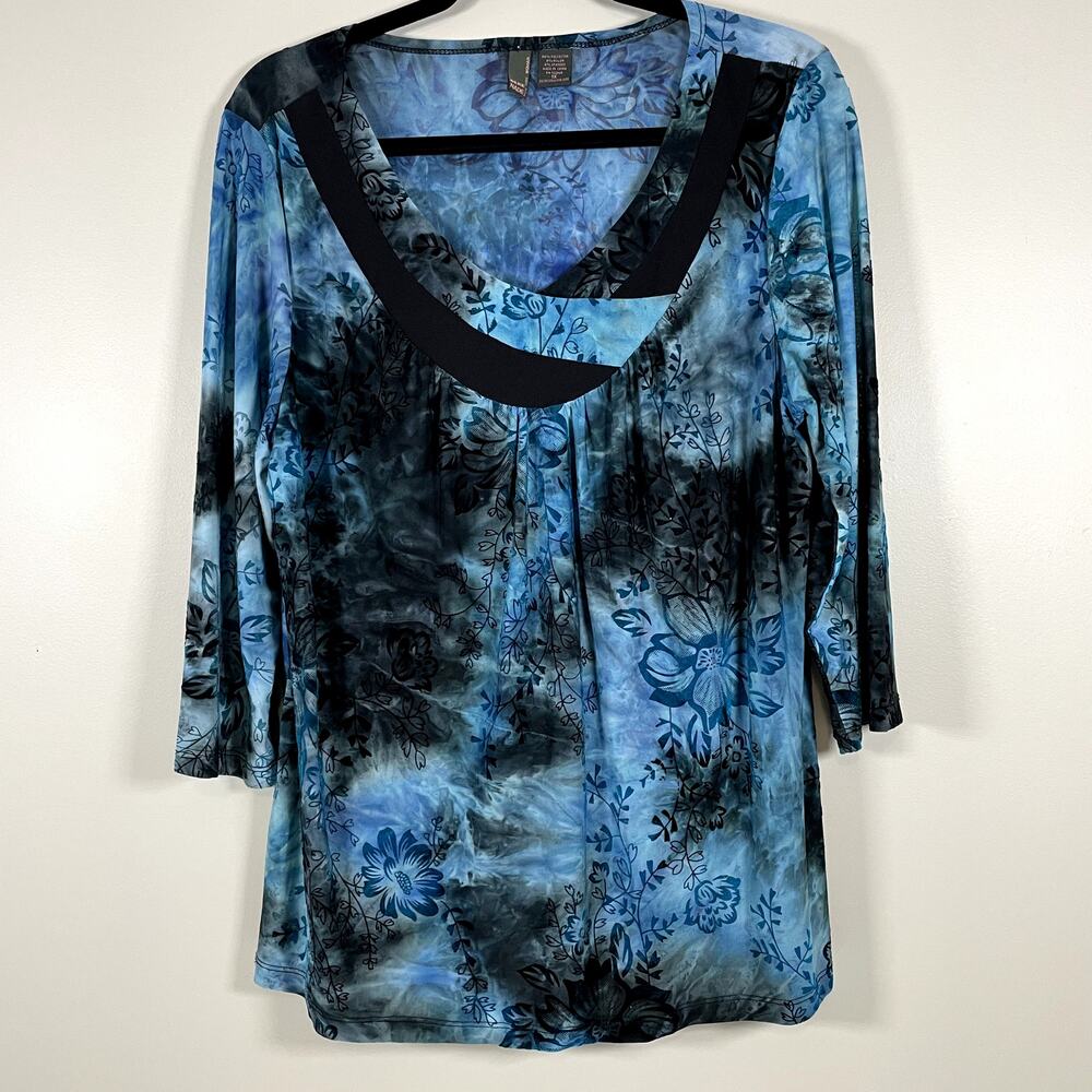SERE NADE NY Womens XL Whimsygoth Burned Velvet Contrast‎  V Neck 3/4 Sleeve
